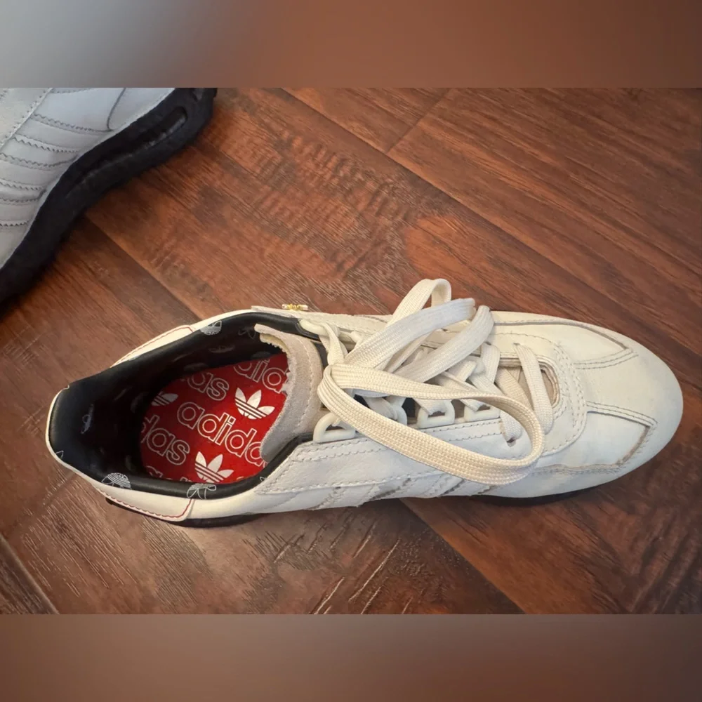 adidas White Leather Low-Top Sneakers with Black Midsole - Picture 5 of 11